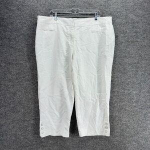 Roz & Ali Pants Women 18 Plus White high Rise Flat Front Chino Pockets Cotton